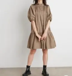 （L04052）SNIDEL ORGANICSスタンドカラーシャツワンピースのサムネイル