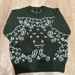 RCwb ペイズリー柄ニットセーター カーキ