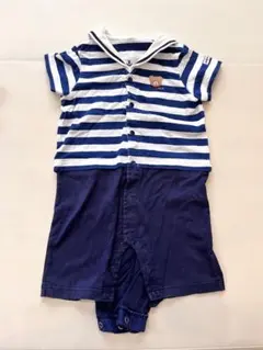 ストライプ柄　セーラー襟　ロンパース