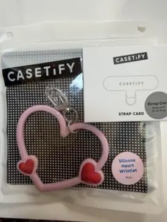 ケースティファイ ハート型ストラップ スマホリング ピンク ハートチャーム