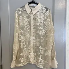 【新品】ZARAザラ シアー花柄シャツ アイボリー M