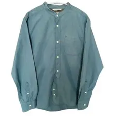 WNW work not work インディゴストライプグランダッドシャツ M