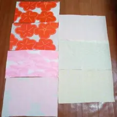 【値下げ】オフホワイト地2柄7枚　33×80㎝　34×140㎝　正絹ハギレ　和布