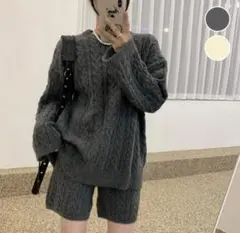 新品★グレー ニットセットアップ