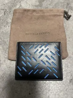 【極美品】ボッテガヴェネタ パスケース カードケース 黒×青 本革 正規品