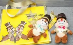 未使用品ディズニーストア 25周年 チップとデール ぬいぐるみキーチェーン 袋付