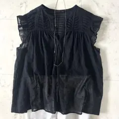 ヌキテパ⁑インドコットン フレンチスリーブフリルシアーブラウス