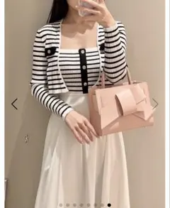 2wayタイデザインニットコンビワンピース&カーディガンセットアップ