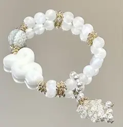 《やすらぎの石》蛇（アラバスター）と回紋天珠、ブルームーンストーンのブレスレット