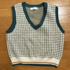 shein レトロ ニットベスト