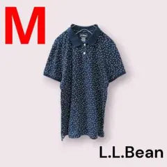 L.L.Bean エルエルビーン ポロシャツ ドット柄 水玉 紺 M　アウトドアのサムネイル