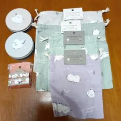 シマエナガグッズセット（巾着・ポーチ・お弁当・ウォーターボトル箱他）画像５枚分