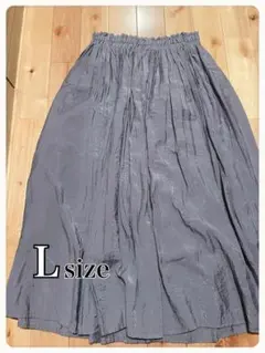 ロング　スカート　フレア　くすみカラー　ウエストゴム　L レディース　春物　青紫