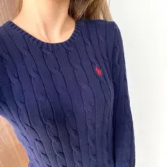 美品✨ラルフローレン　ケーブル　ニット　セーター　カーディガン　ピマコットン