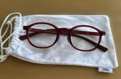 JINS ブルーライトカットメガネ　赤　度なし　キッズ