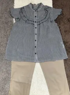 ストライプ フリル袖 シャツ Ｍ