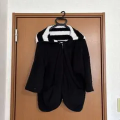 【最終価格】ボアジャケット フード付き リバーシブル黒白ストライプモコモコ