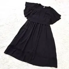 美品エウルキューブ ロングワンピース ブラック 15号 大きいサイズ フォーマル