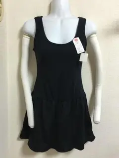 新品！福助☆f-ing☆ペチコート付タンクトップ☆黒☆インナー