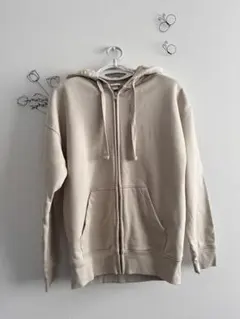 【美品】H&M ジップアップパーカー アイボリー M相当 ゆったり