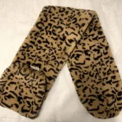美品　ヒョウ柄ファーマフラー