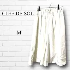 CLEF DE SOL ガウチョパンツ 白 Mサイズ ウエストゴム ゆったり