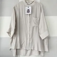 【タグ付き新品未使用】CAFii　バンドカラーシアーシャツ　七分袖　オフベージュ