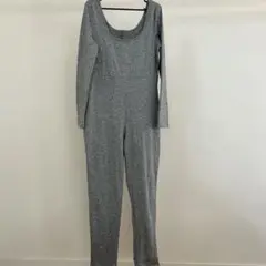グレー 長袖 オールインワン　裏起毛