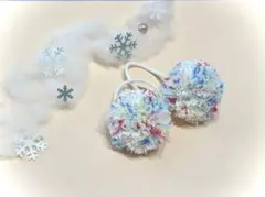 カラフルポンポンヘアゴム2個セット♩¨̮⑅♡