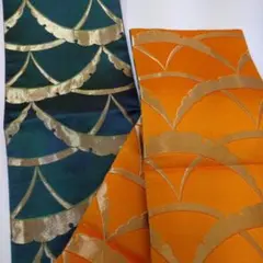 緑とオレンジの半幅帯