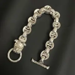 重厚　vintage　ブルドッグチェーン　ブレスレット　シルバー925　刻印あり