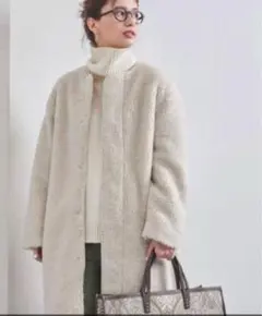 UNITED ARROWS ボアロングコート アイボリー