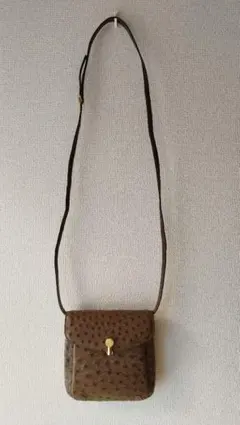 オーストリッチレザー ショルダーバッグ ブラウン　高島屋