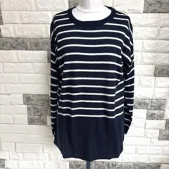 美品【studio CLIP】スタジオクリップボーダーニットセーターFウール混