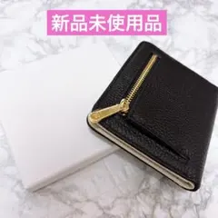 二つ折り財布 ミニ財布 本革 レディース 黒 ブラック 小銭入れ 小さい 薄いのサムネイル