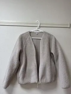 ベージュ ボア ジップアップジャケット