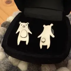 silver ピアス　前後クマ