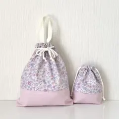 ハンドメイド　入学入園2点セット　花柄×ピンク