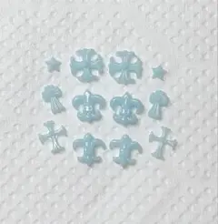 水色 クロムハーツネイルパーツ 12個