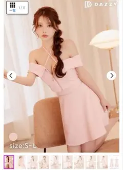 dazzyピンク オフショルダー ミニドレス L