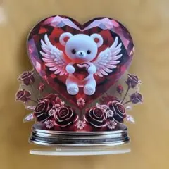 ハート型クマの置物　還暦祝
