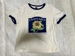 SHEIN ひまわりとレター コントラストトリムTシャツ Sサイズ
