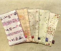 【15%off】33＊10×20cmガーゼタオルハンカチ 5枚 小花柄 小鳥