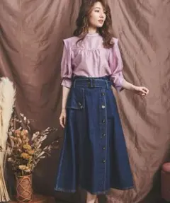 ⭐️ノエラ⭐️デニム Aライン ロングスカート ボタンフロント