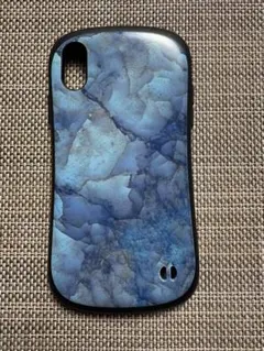 iPhone用ケース 青色マーブルデザイン10R