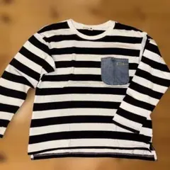 ストライプ長袖カットソー デニムポケット付き