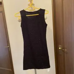 ノースリーブ ミニワンピース ブラック スパンコール