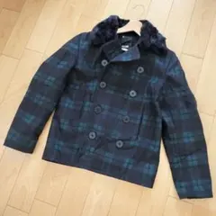 ✨ILLS✨Pコート ダッフルコート フェイクファー【M】グリーン チェック柄