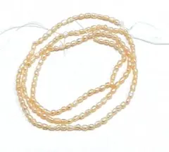 希少淡水パールビーズ1.8-2.5mm　ケシパール ライス型 ピンク1連38cm