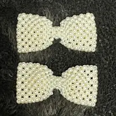 リボン　パールブローチ　2個セット